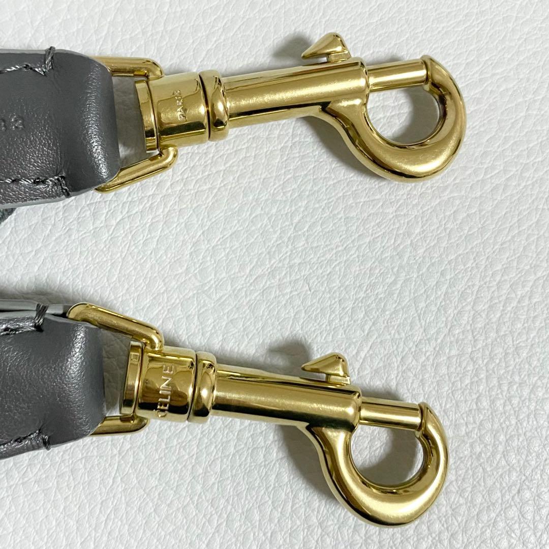 CELINE / ジャガード ロングストラップ ウール ロゴ グレー