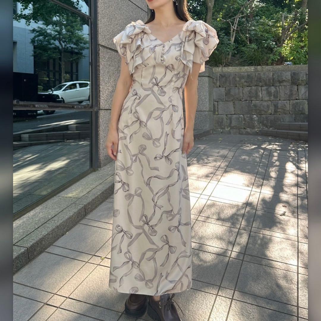 SNIDEL リボンスリーブデザインワンピース 0サイズ GBEG