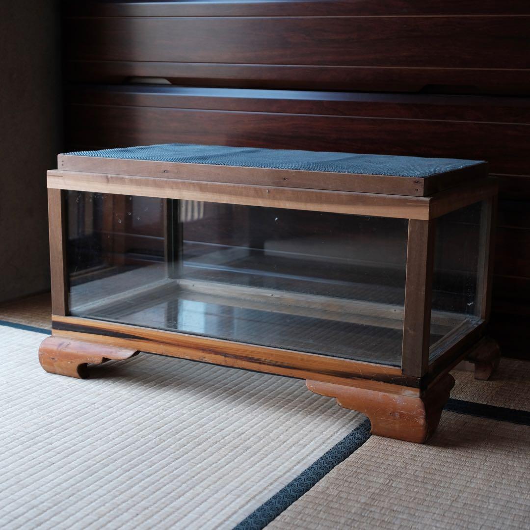 古道具 木製 木枠 ガラスケース 飼育ケース ケージ 小動物 爬虫類 昆虫などに