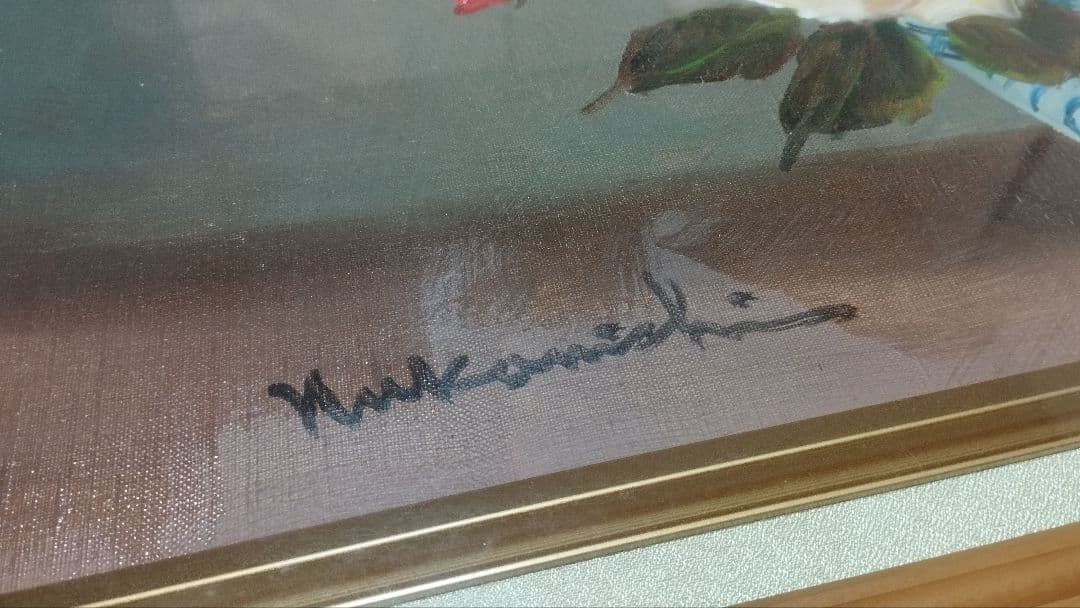 バラの花束 油絵 木製フレーム付き　高島屋