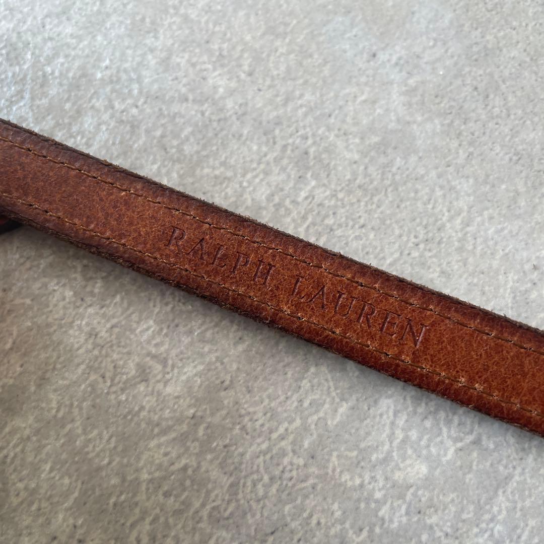新品同様【レア】Ralph Lauren レザー編み込みベルト ゴールドバックル