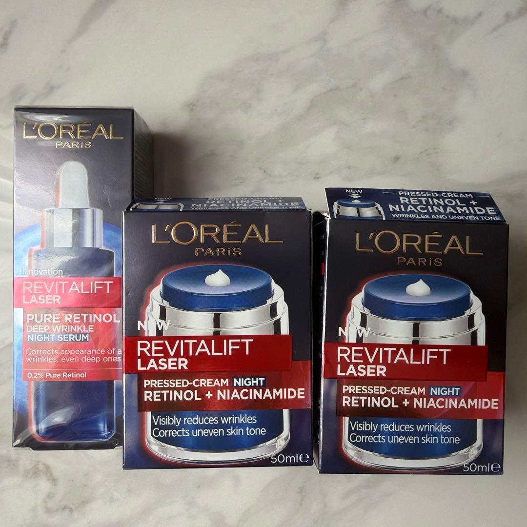 新品 ロレアル リバイタリフト ピュアレチノール美容液/クリーム50mlx2 個