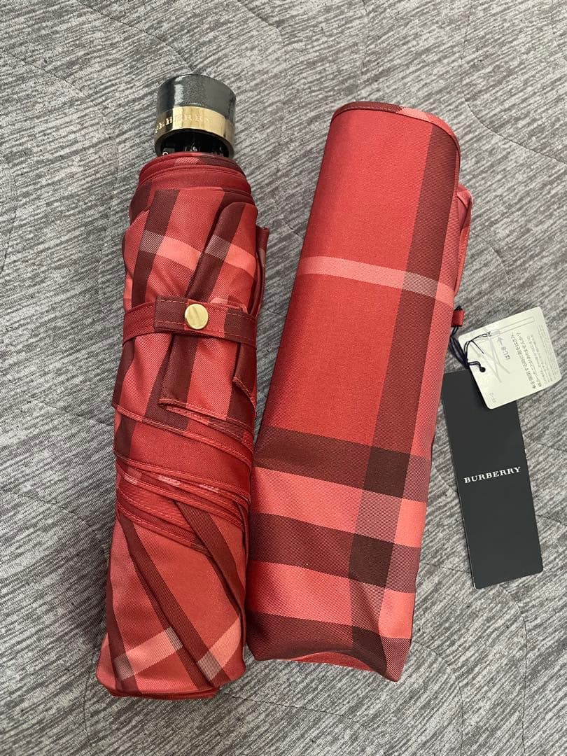 BURBERRY 折りたたみ傘 レッド