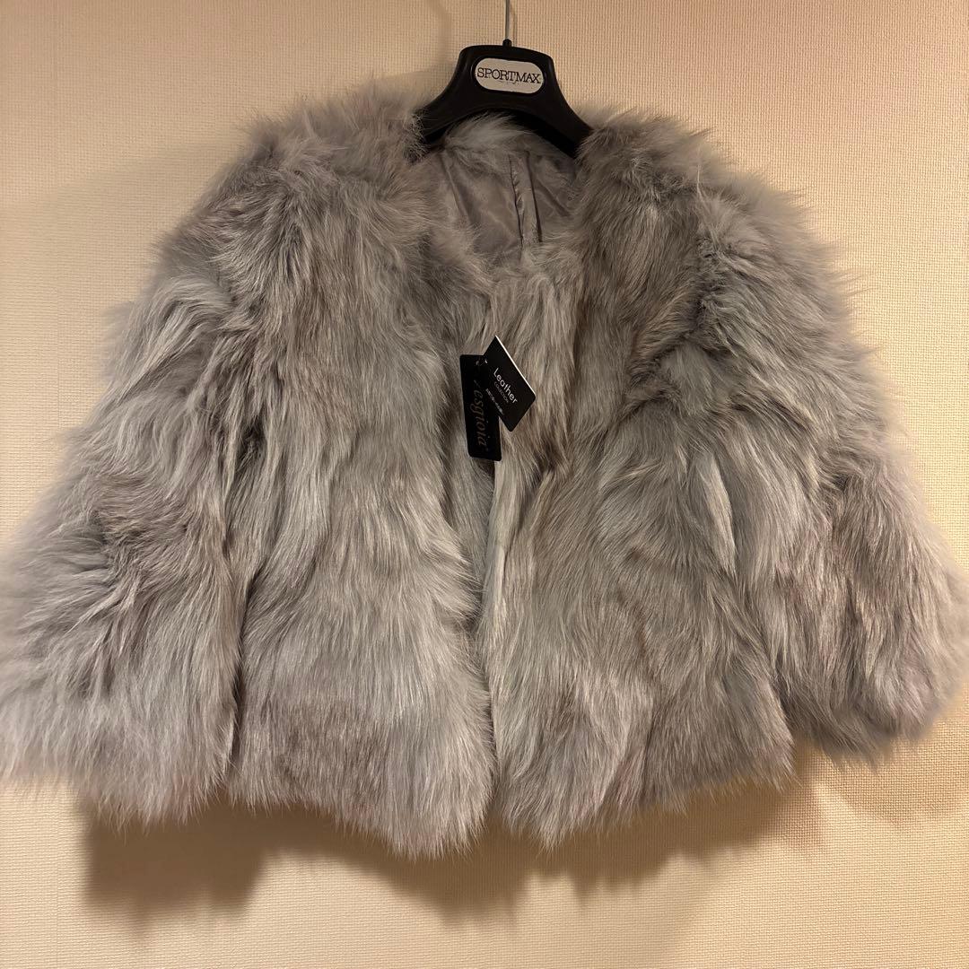 高級リアルファー ジャケット 定価15万円 程グレー系 毛皮 アウター