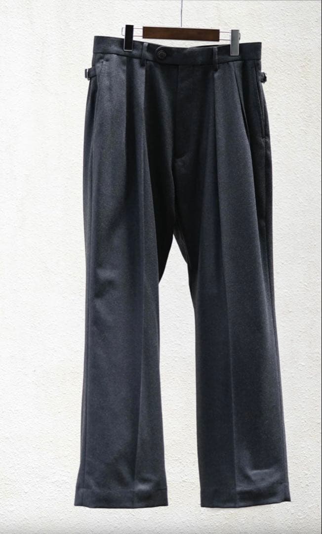 MBハイエンド尾州ウール クラシックハイウエストワイドスラックス