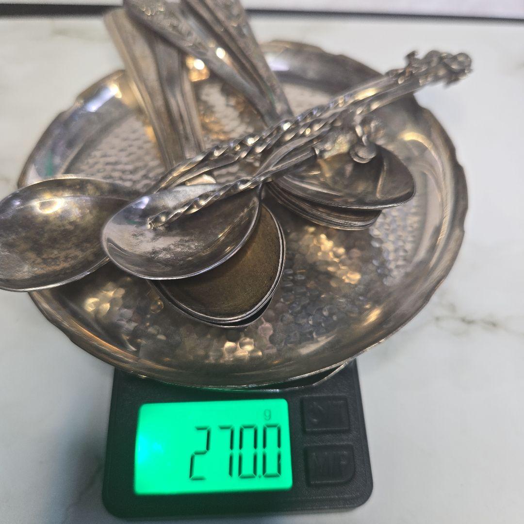 スプーン8本と皿2枚のセット950silver