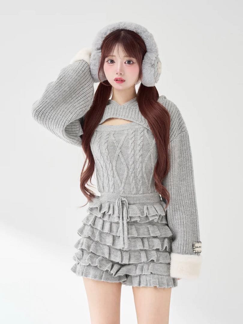 Darich フリルニットコンビネゾン GRY FREE