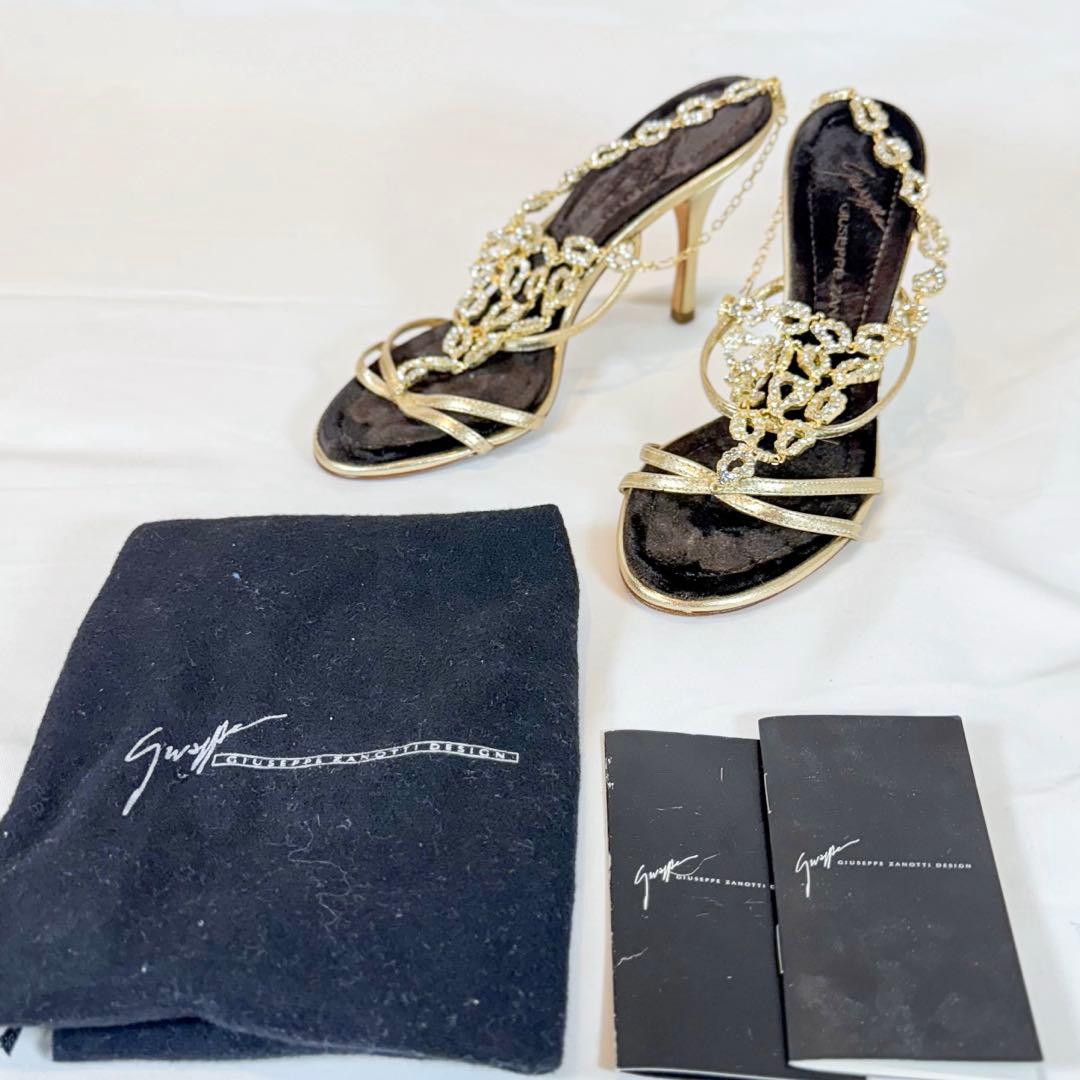 ジゼッペザノッティ VICINI ビジューサンダル 36 ゴールド