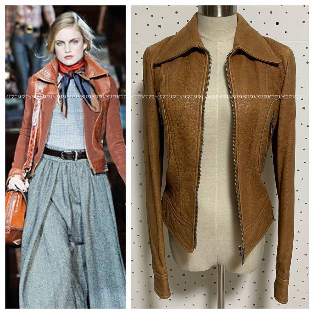 ミサ 本物 ドルチェ＆ガッバーナ ジップアップ レザー ジャケット 36