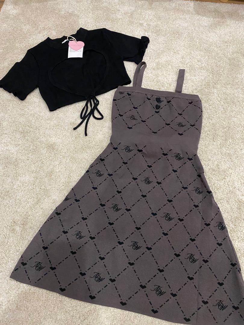 ミシェルマカロン ハニーミュウ モノグラムアンサンブルワンピース グレー XS