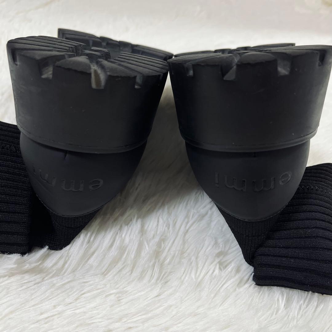 2024AW 美品 emmi 撥水 軽量 eco ニットブーツ ブラック 24