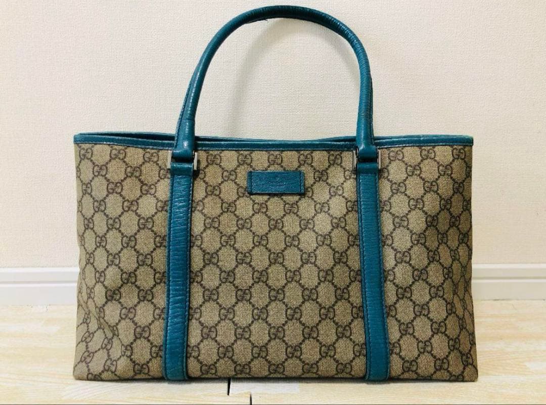 Gucci ビジネスバッグ ベージュ/青 収納袋付き