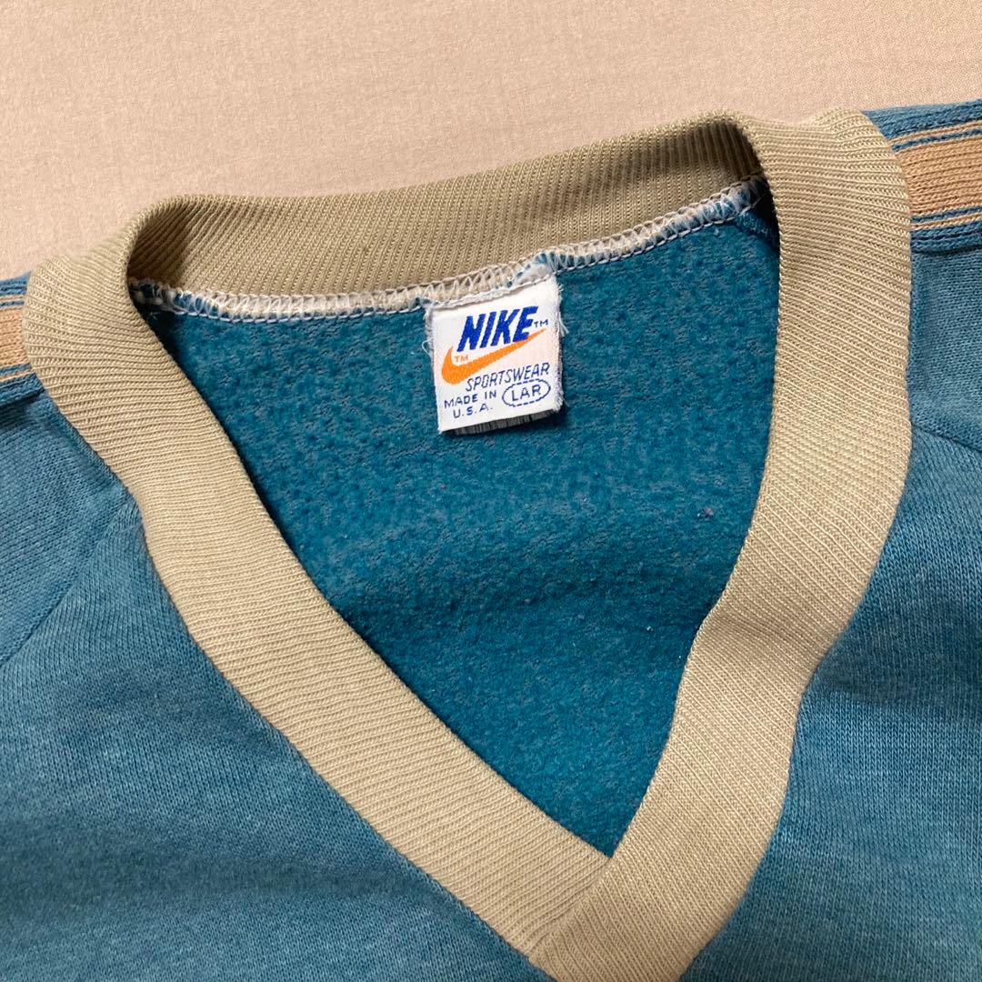 Nike 70s レア 希少 Vネック 刺繍 プルオーバー トレーナー 美品