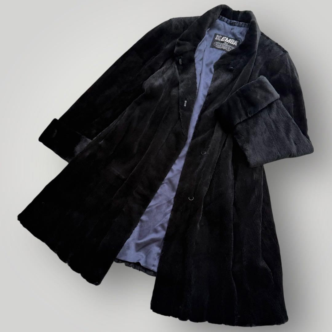 本毛皮☆EMBA シェアードミンク ファーコート ロールアップ 裾周り175㎝