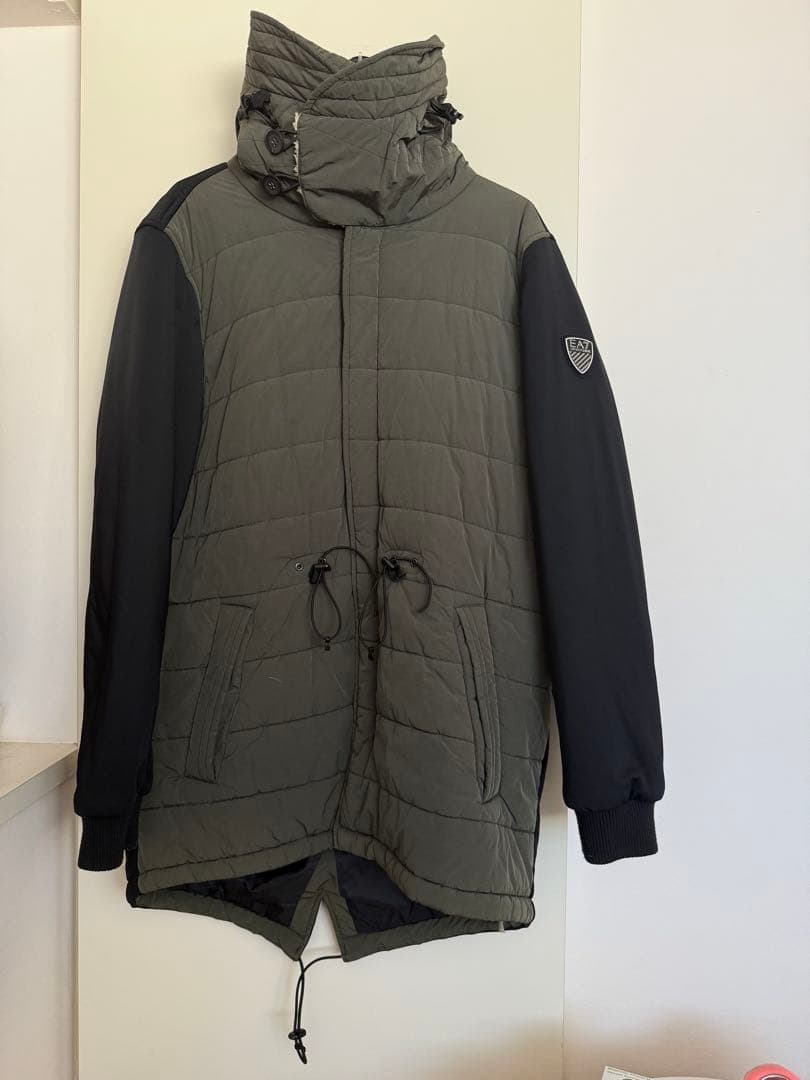 EA7 EMPORIO ARMANI 中綿ロングパーカー モッズコート風Lサイズ