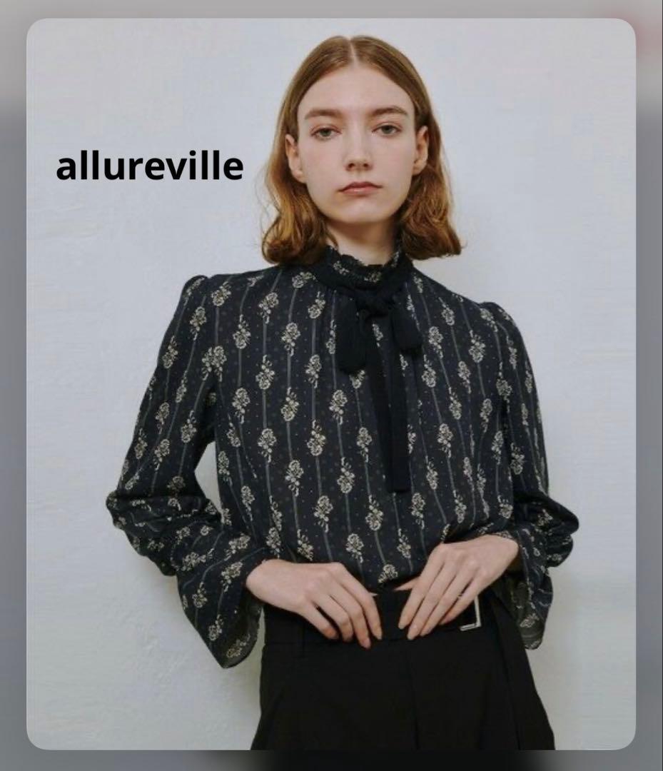 アルアバイル　プチフルールプリントブラウス　ブラック
