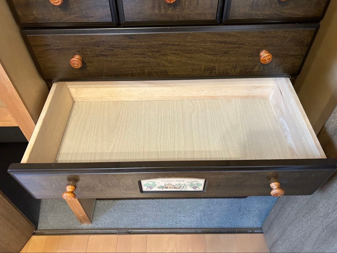 ブラウン木製チェスト 洋服タンス 5段＋引き出し3つ